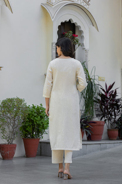 Bodhi Angel Embroidery Cotton Kurta Set