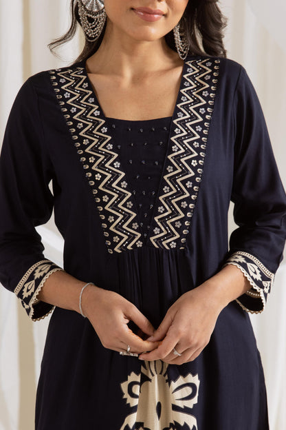 Rasna Azure Kurta Pant Set
