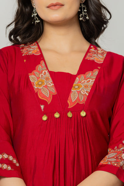 SNEHA CRIMSON KURTA PANT SET