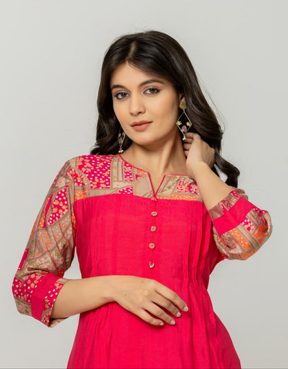 SNEHA FUSCHIA KURTA PANT SET
