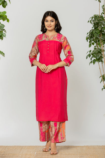 SNEHA FUSCHIA KURTA PANT SET