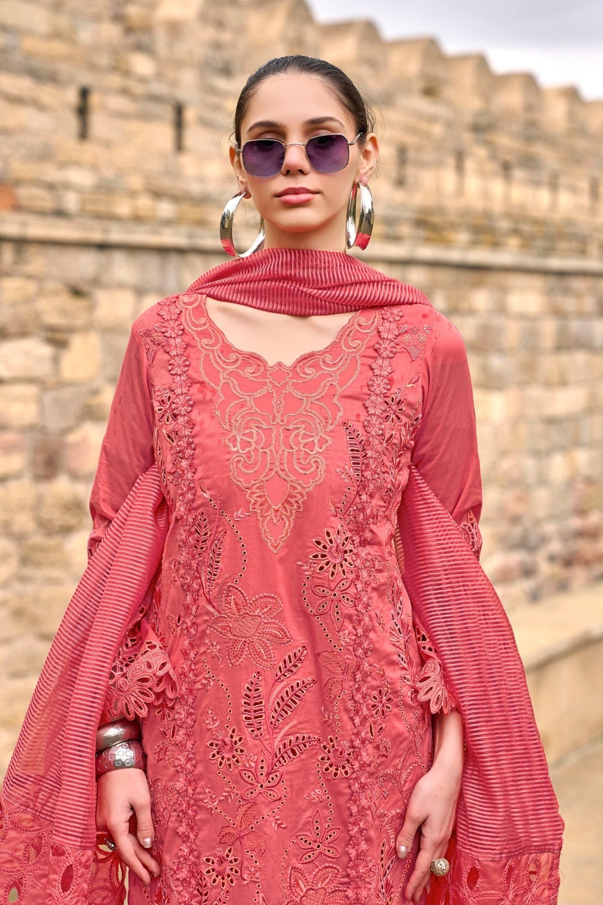 Ayat Tangerine Full Embroidery Premium Lawn Suit set