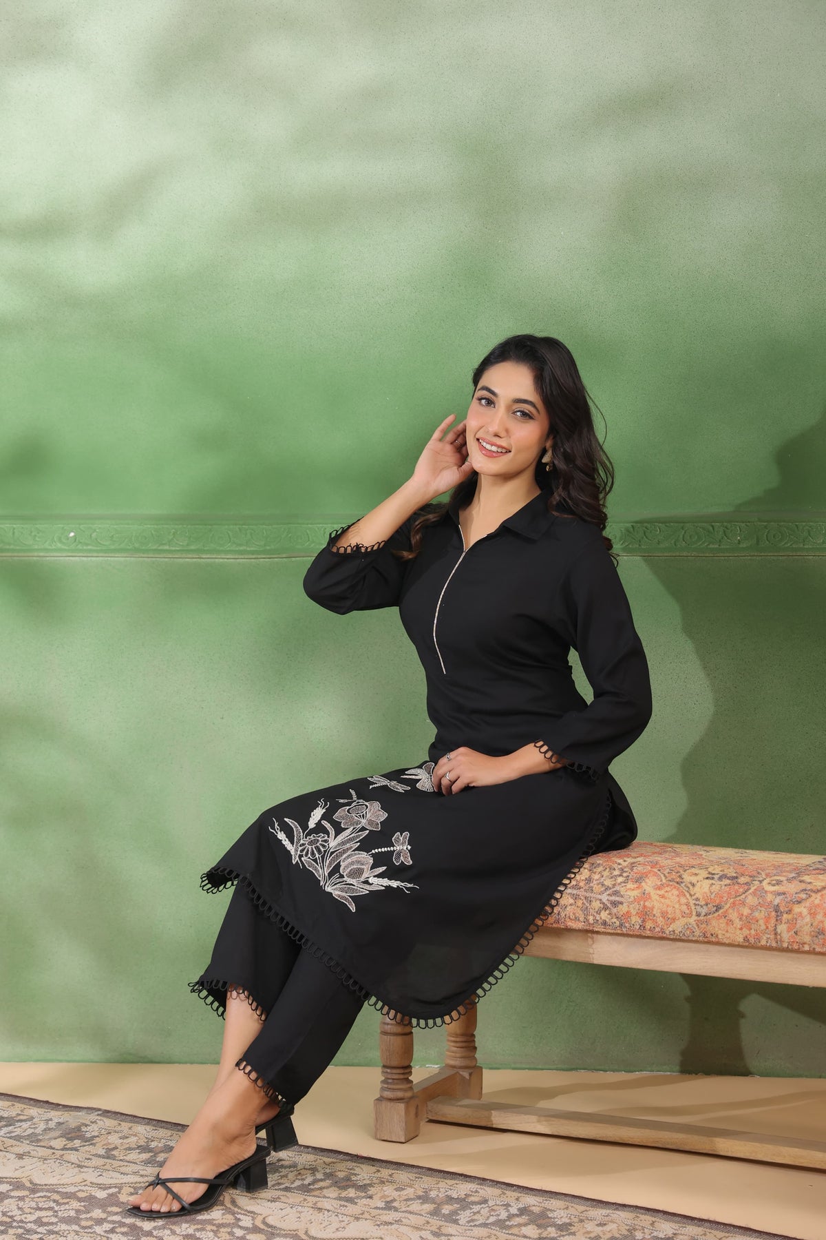 Mihira Jade Embroidery Kurta Pant Set