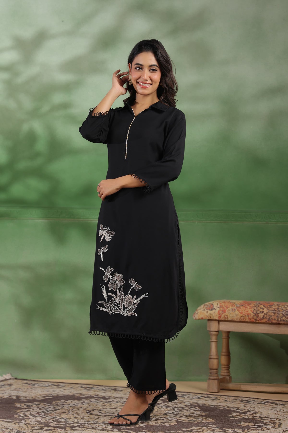 Mihira Jade Embroidery Kurta Pant Set