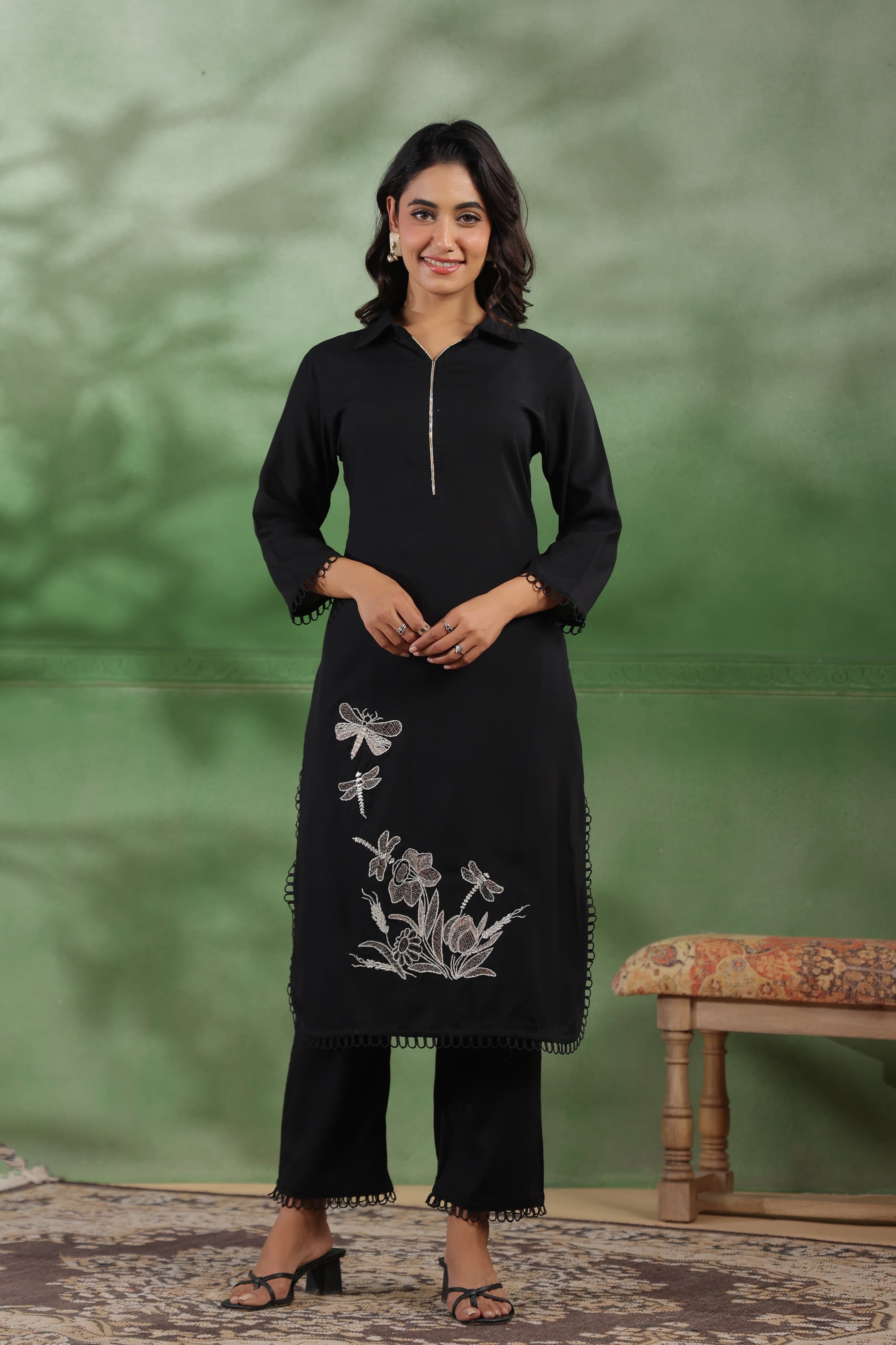 Mihira Jade Embroidery Kurta Pant Set