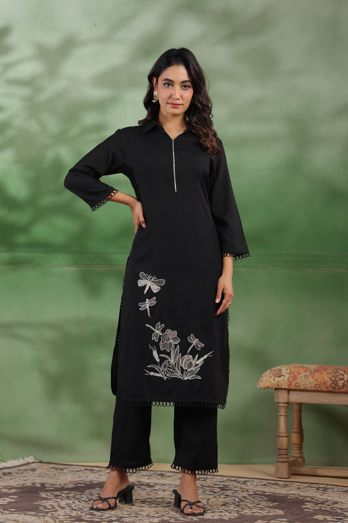 Mihira Jade Embroidery Kurta Pant Set
