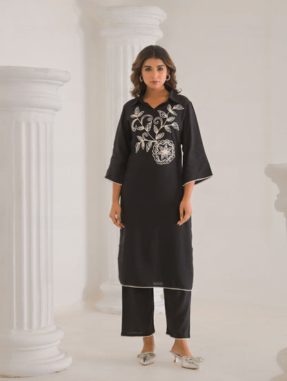 Kara Onyx Embroidered Kurta Pant Set
