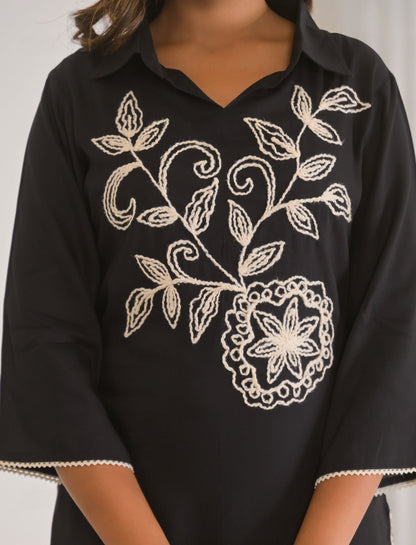 Kara Onyx Embroidered Kurta Pant Set