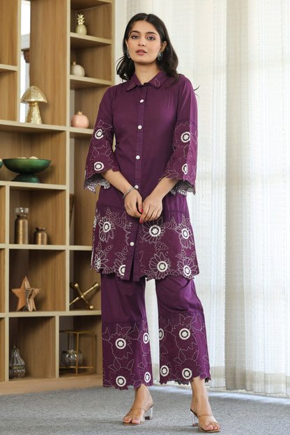 Bodhi Mulberry Embroidered Co-ord Set