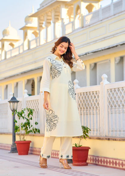 ITI PEARL Embroidered COTTON CO-ORD SET
