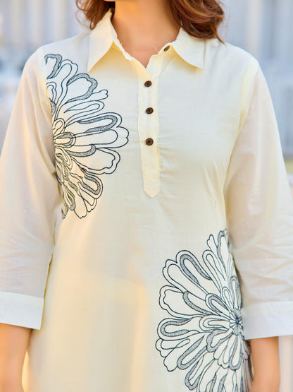 ITI PEARL Embroidered COTTON CO-ORD SET