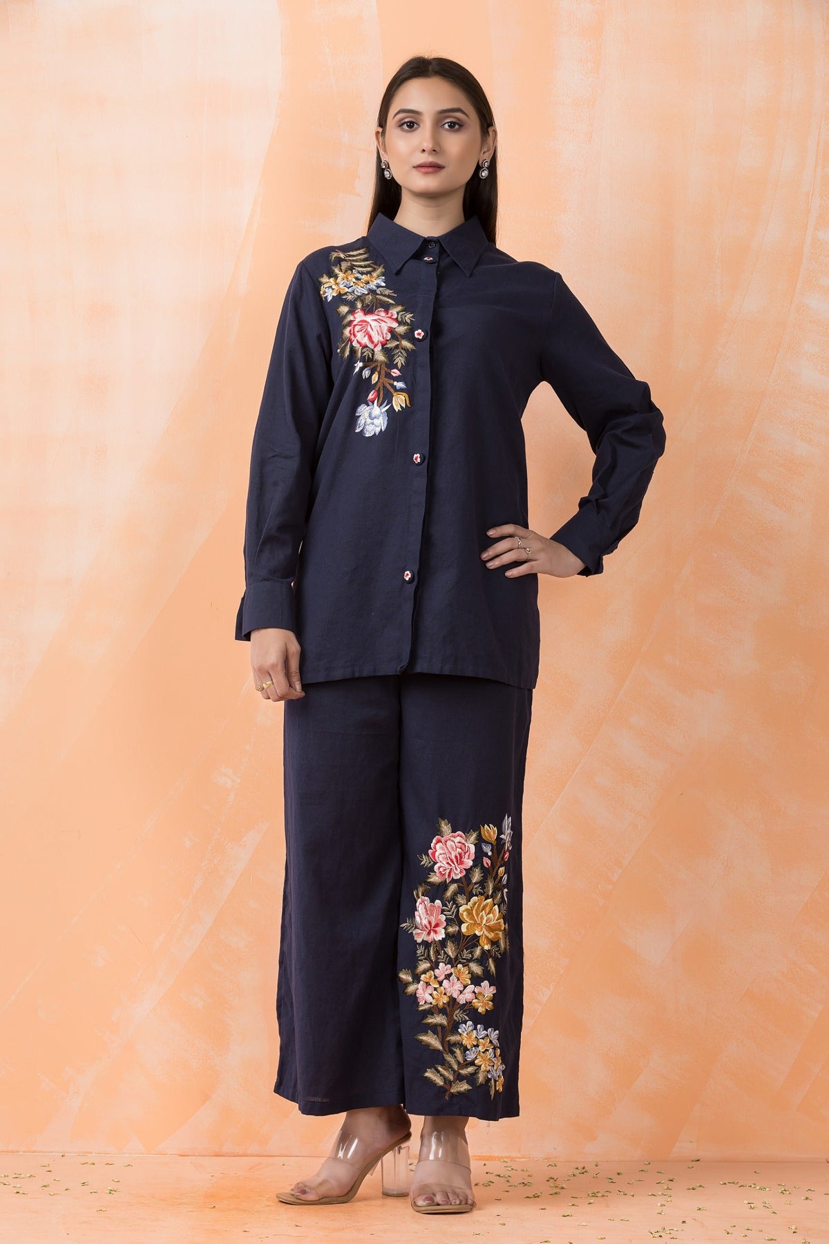 Sabhya Azure Embroidered Cotton Co-ord Set