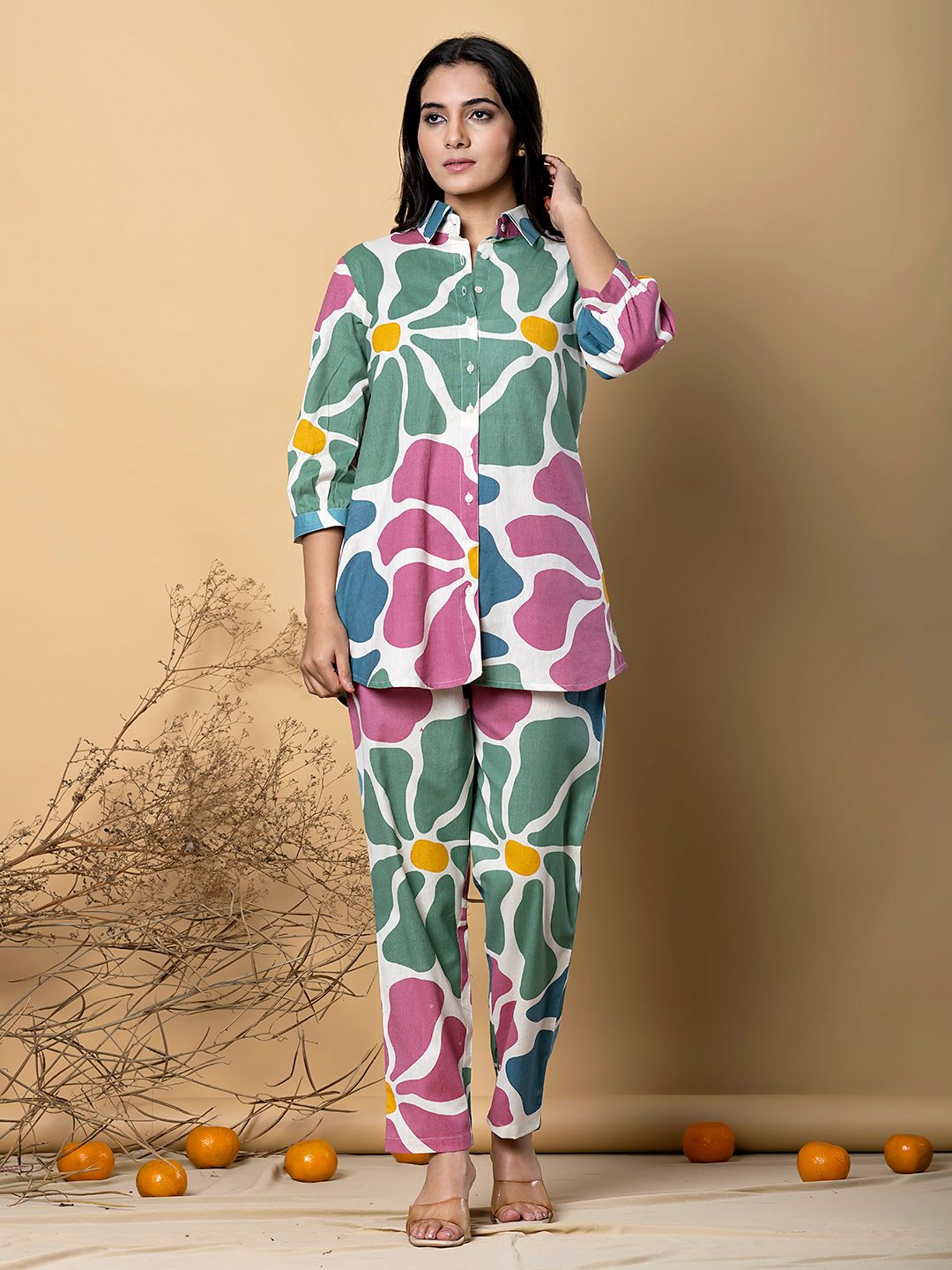 KASHWINI FLORA COTTON KURTA PANT SET