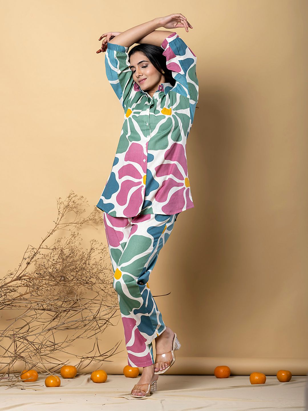 KASHWINI FLORA COTTON KURTA PANT SET