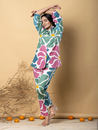 KASHWINI FLORA COTTON KURTA PANT SET