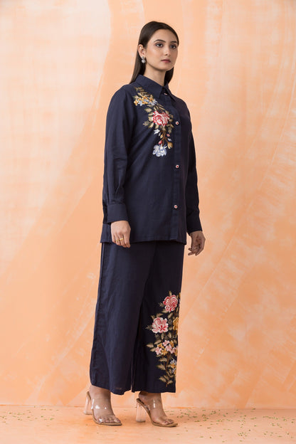 Sabhya Azure Embroidered Cotton Co-ord Set