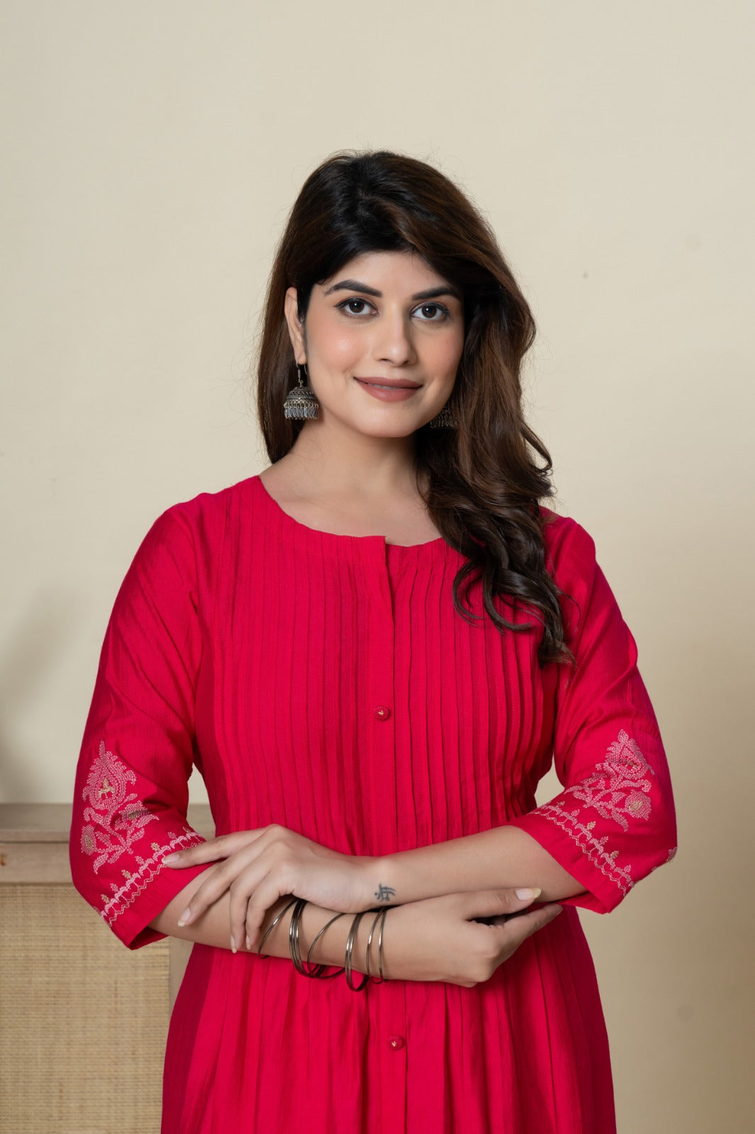Mika Fuschia Embroidered Kurta Pant Set