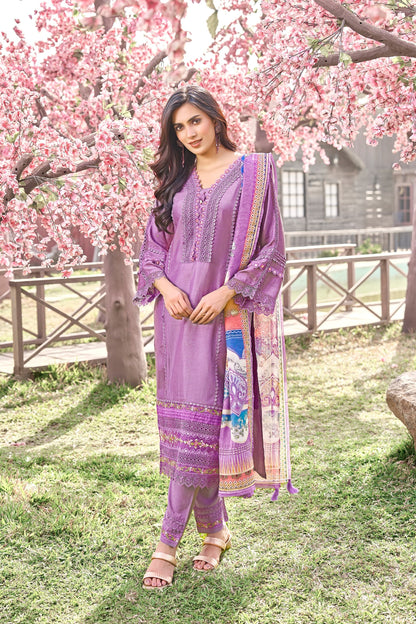 Ayat Lilac Embroidery Suit Set