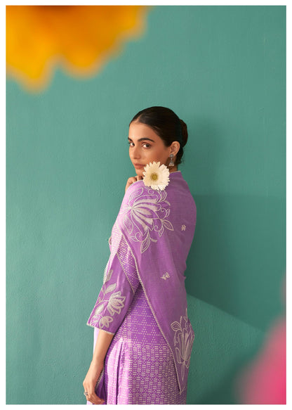 Nadira Lilac Embroidered Lawn Cotton Suit set