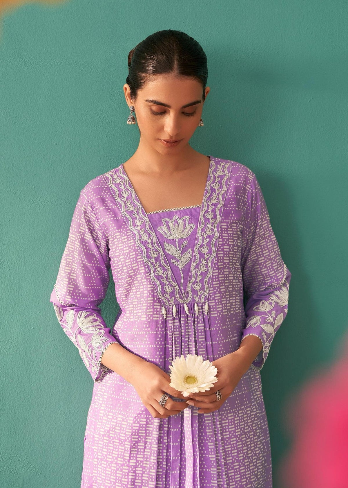 Nadira Lilac Embroidered Lawn Cotton Suit set