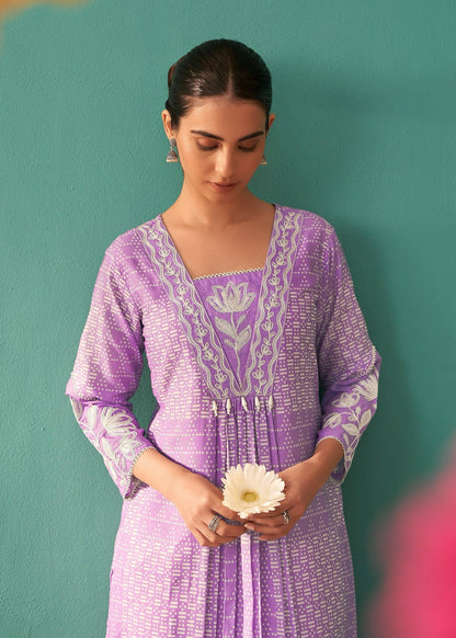 Nadira Lilac Embroidered Lawn Cotton Suit set