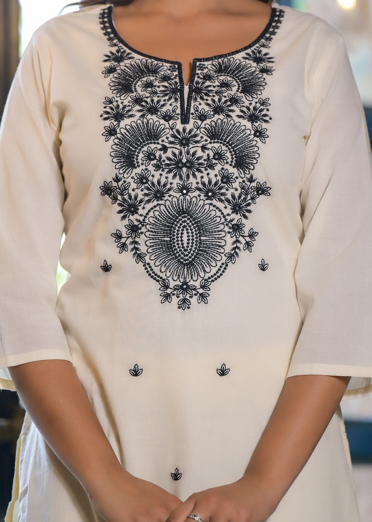 Sagarika Pearljade Embroided Cotton Suit Set