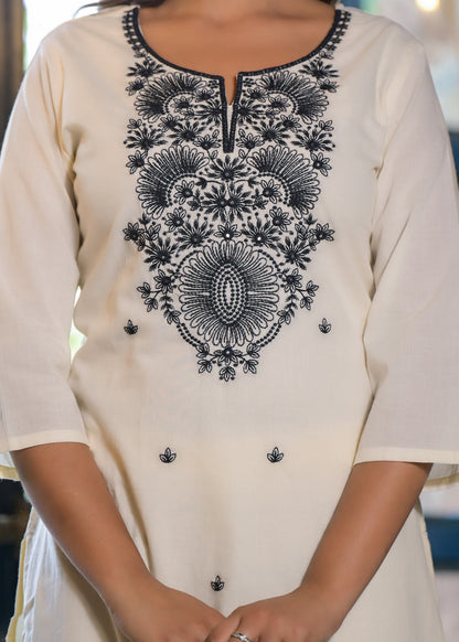 Sagarika Pearljade Embroided Cotton Suit Set
