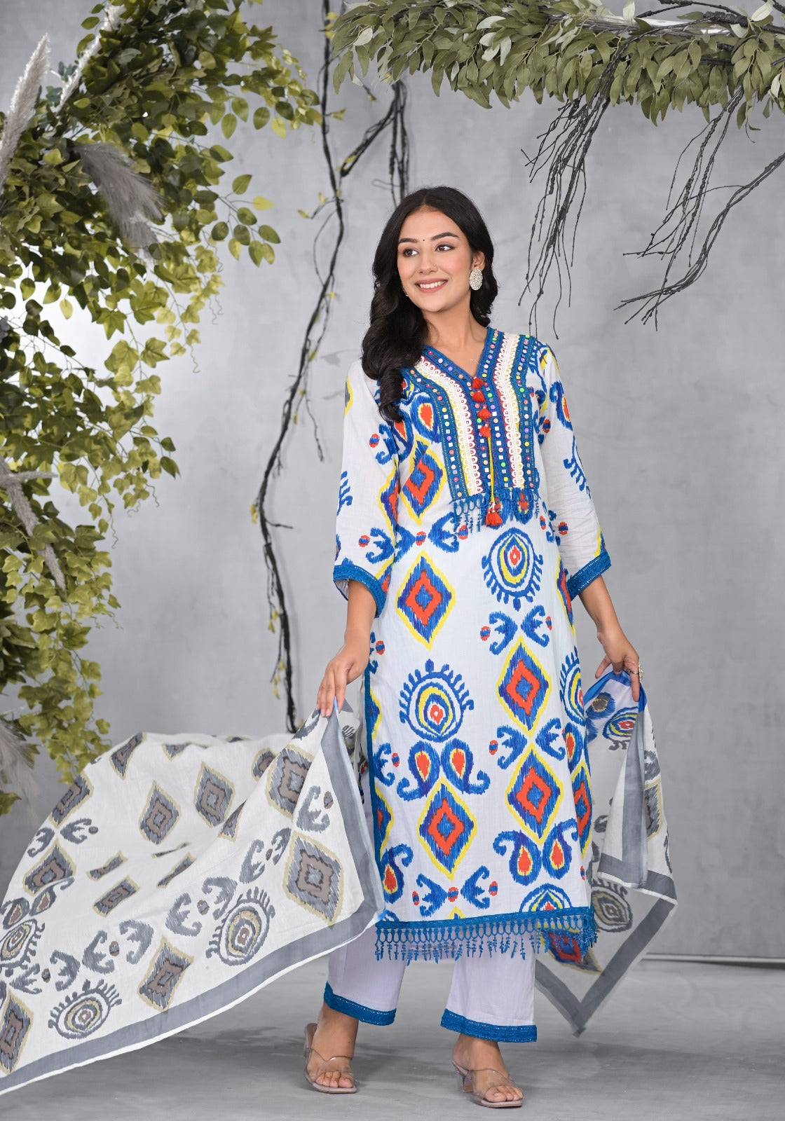 ARANYA TINT IKAT PRINT COTTON SUIT SET