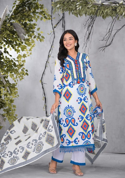 ARANYA TINT IKAT PRINT COTTON SUIT SET