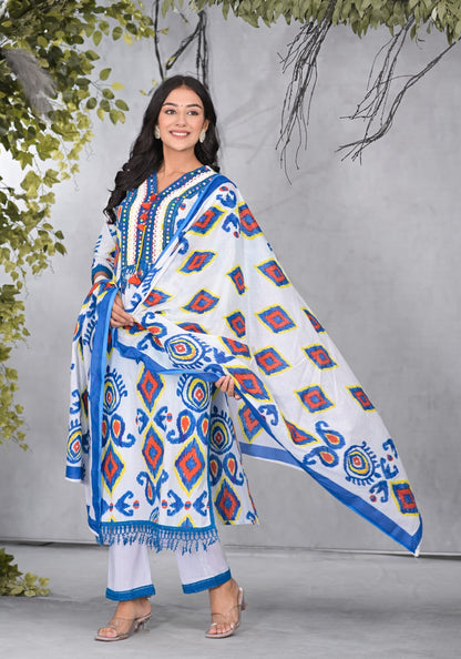 ARANYA TINT IKAT PRINT COTTON SUIT SET