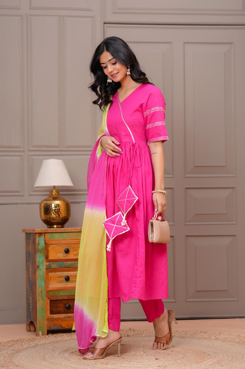 Ganatra Candy Cotton Anarkali Suit Set