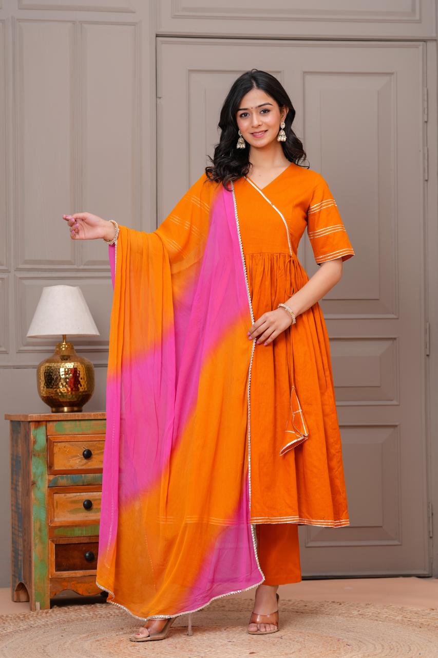 Ganatra Kesari Cotton Anarkali Suit Set