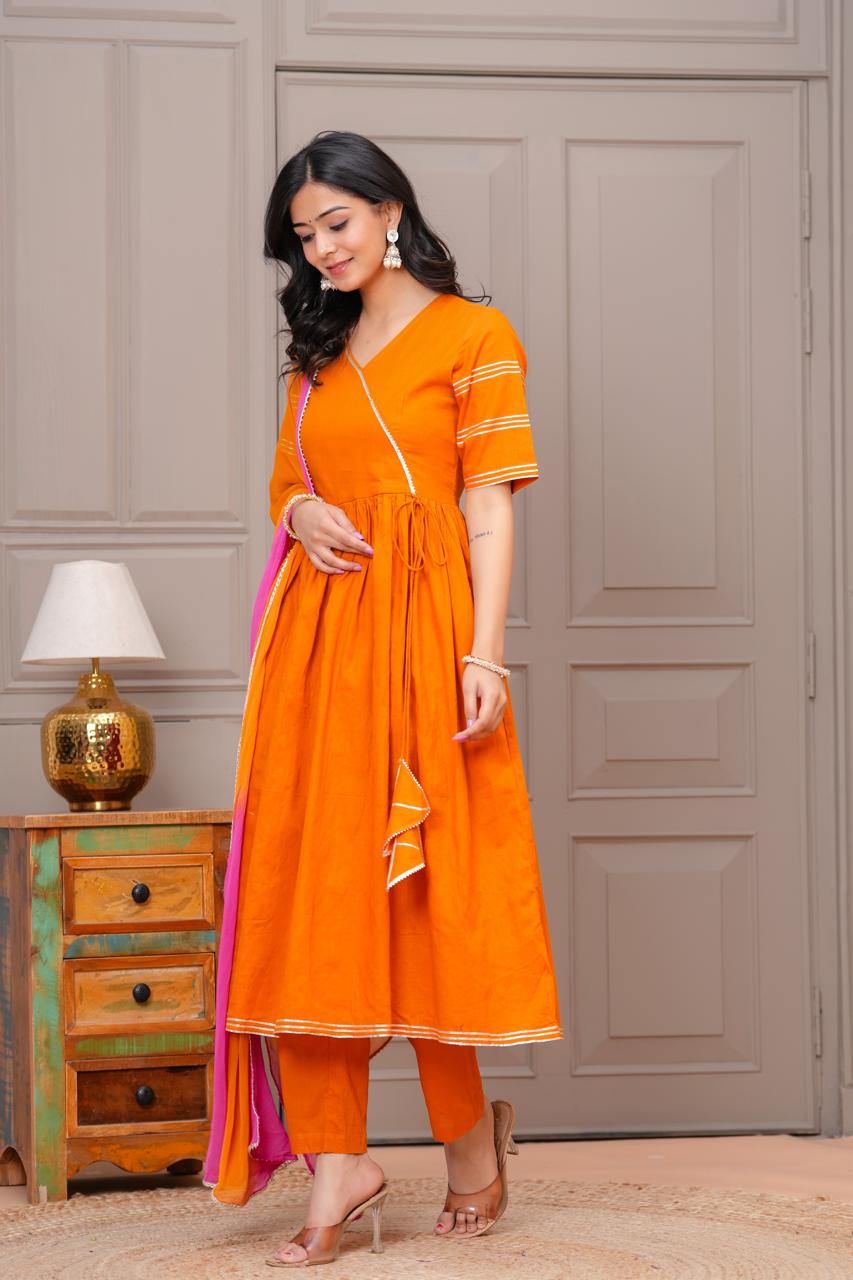 Ganatra Kesari Cotton Anarkali Suit Set
