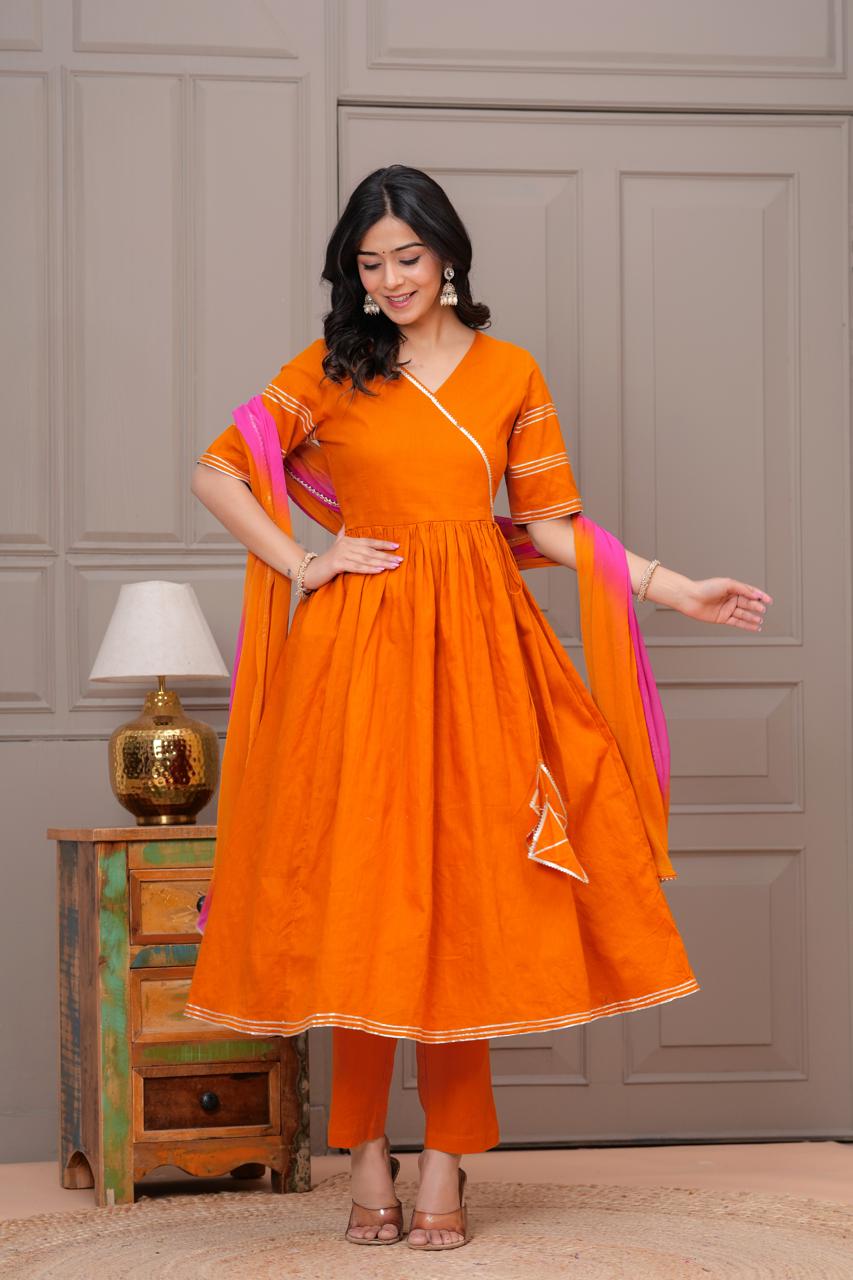 Ganatra Kesari Cotton Anarkali Suit Set