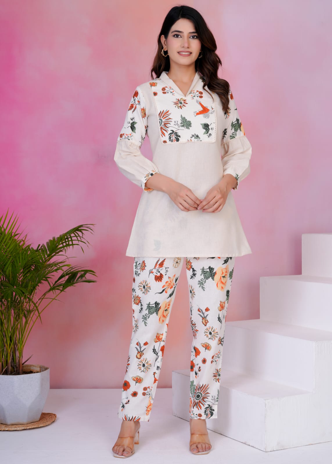 Rashmika Pearl Cotton Co-ord Set