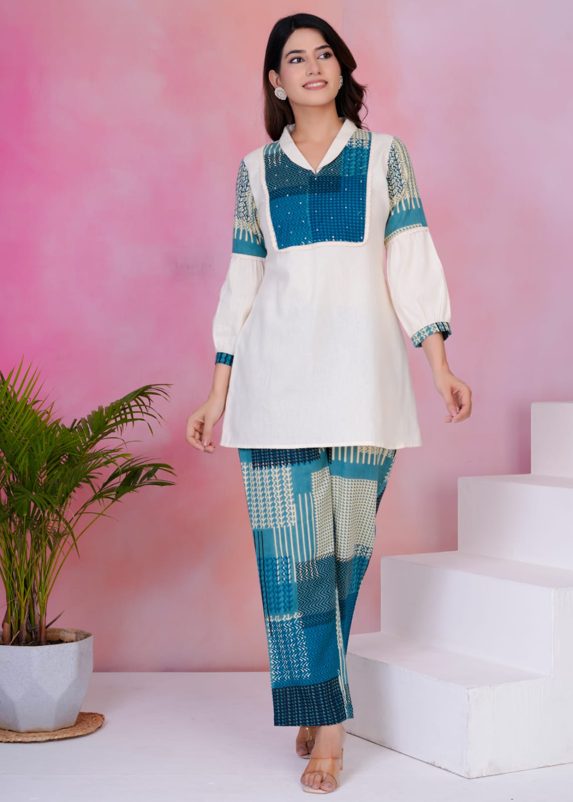 Rashmika Ocean Cotton Co-ord Set