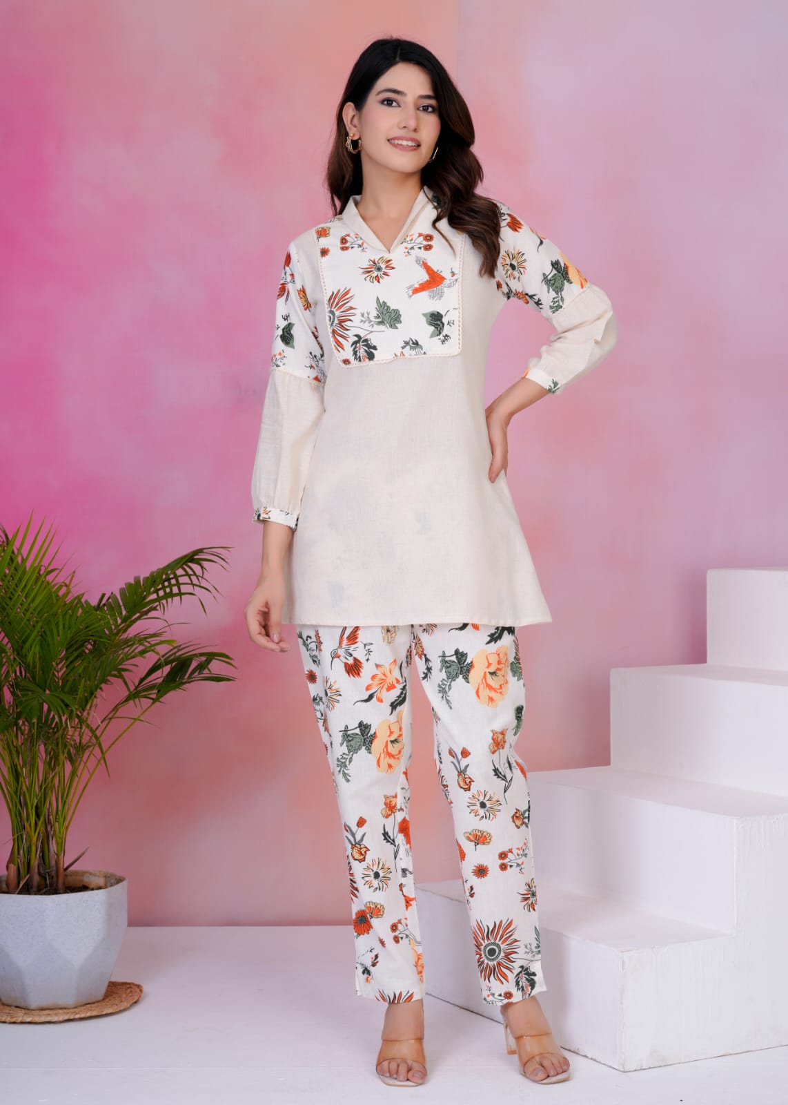Rashmika Pearl Cotton Co-ord Set