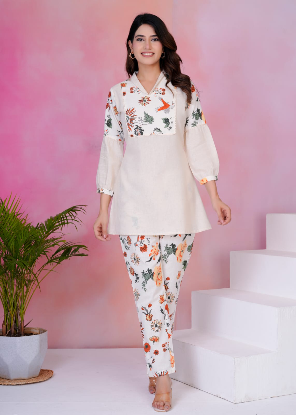 Rashmika Pearl Cotton Co-ord Set