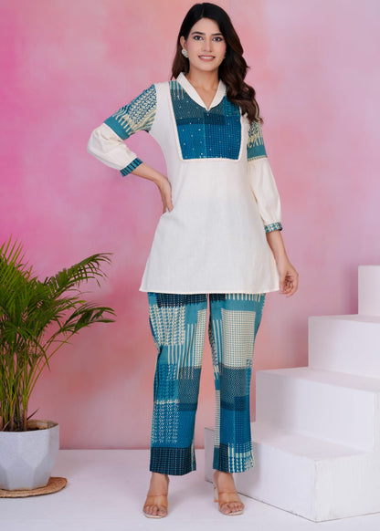 Rashmika Ocean Cotton Co-ord Set