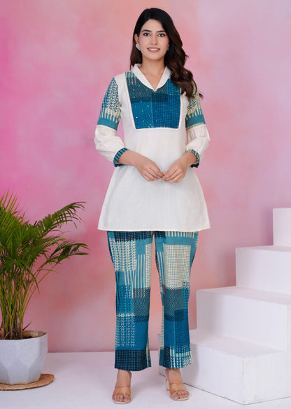 Rashmika Ocean Cotton Co-ord Set