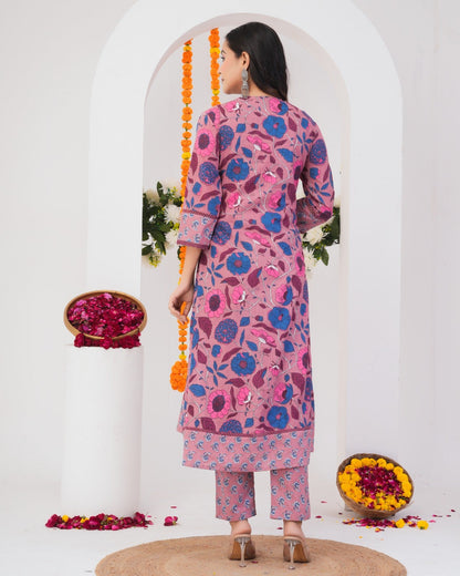Tanvi Peaches Cotton Printed Suit Set