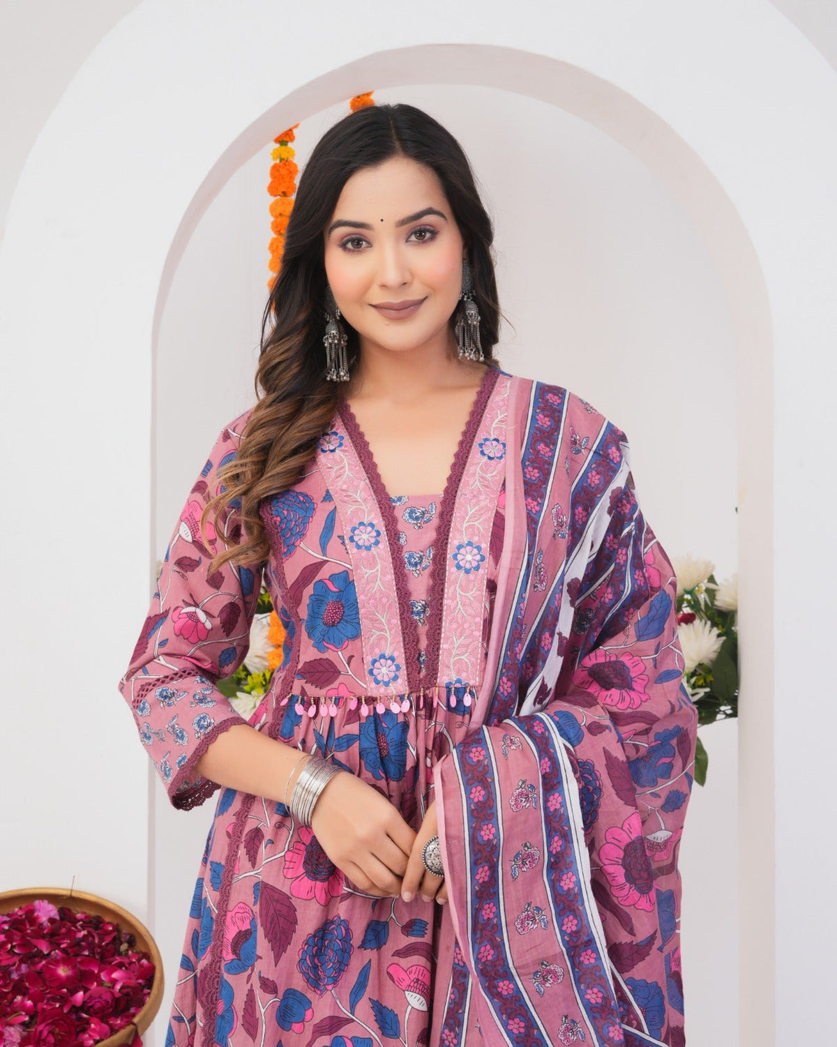 Tanvi Peaches Cotton Printed Suit Set
