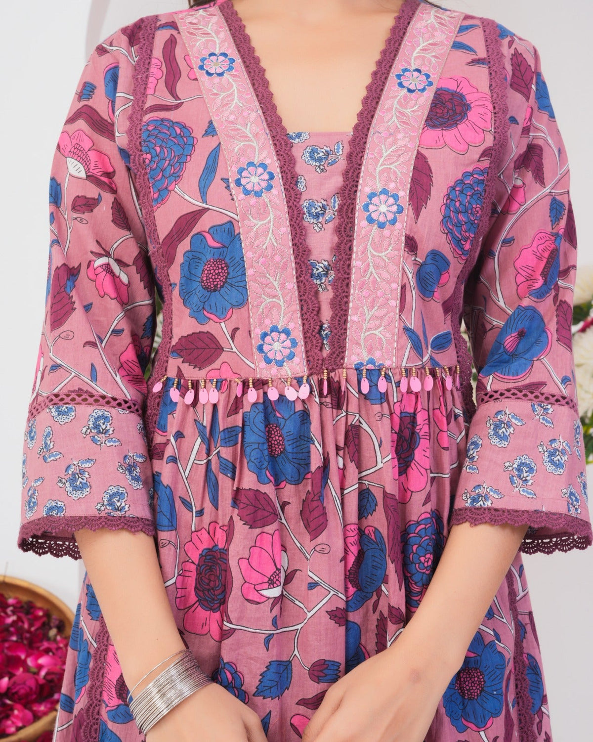 Tanvi Peaches Cotton Printed Suit Set