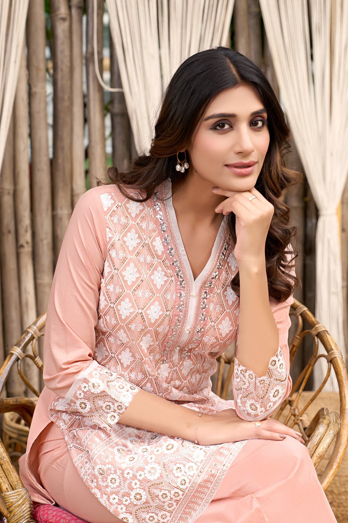 Ayat Peach Embroidered Lawn Co-ord Set