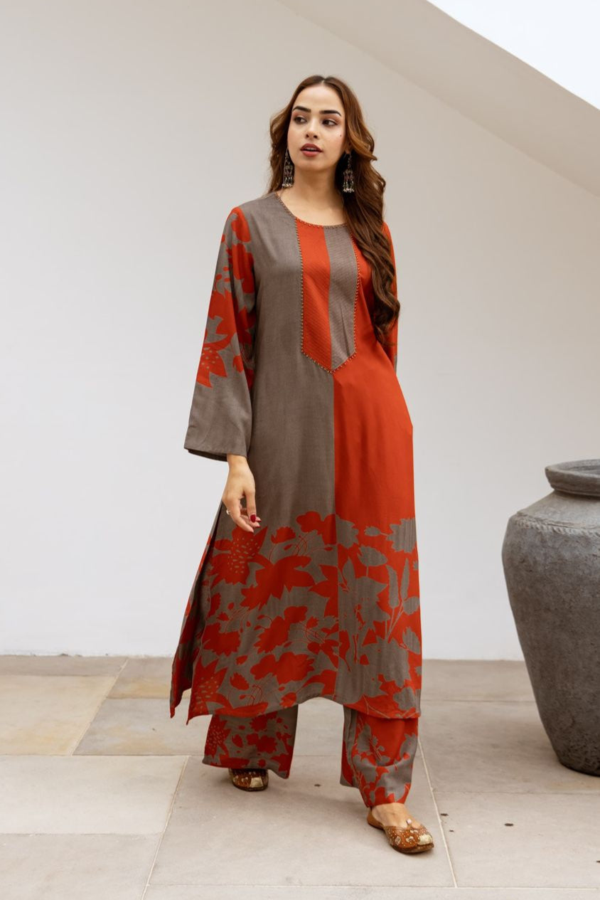 Bakul Brick Printed Kurta Pant Set