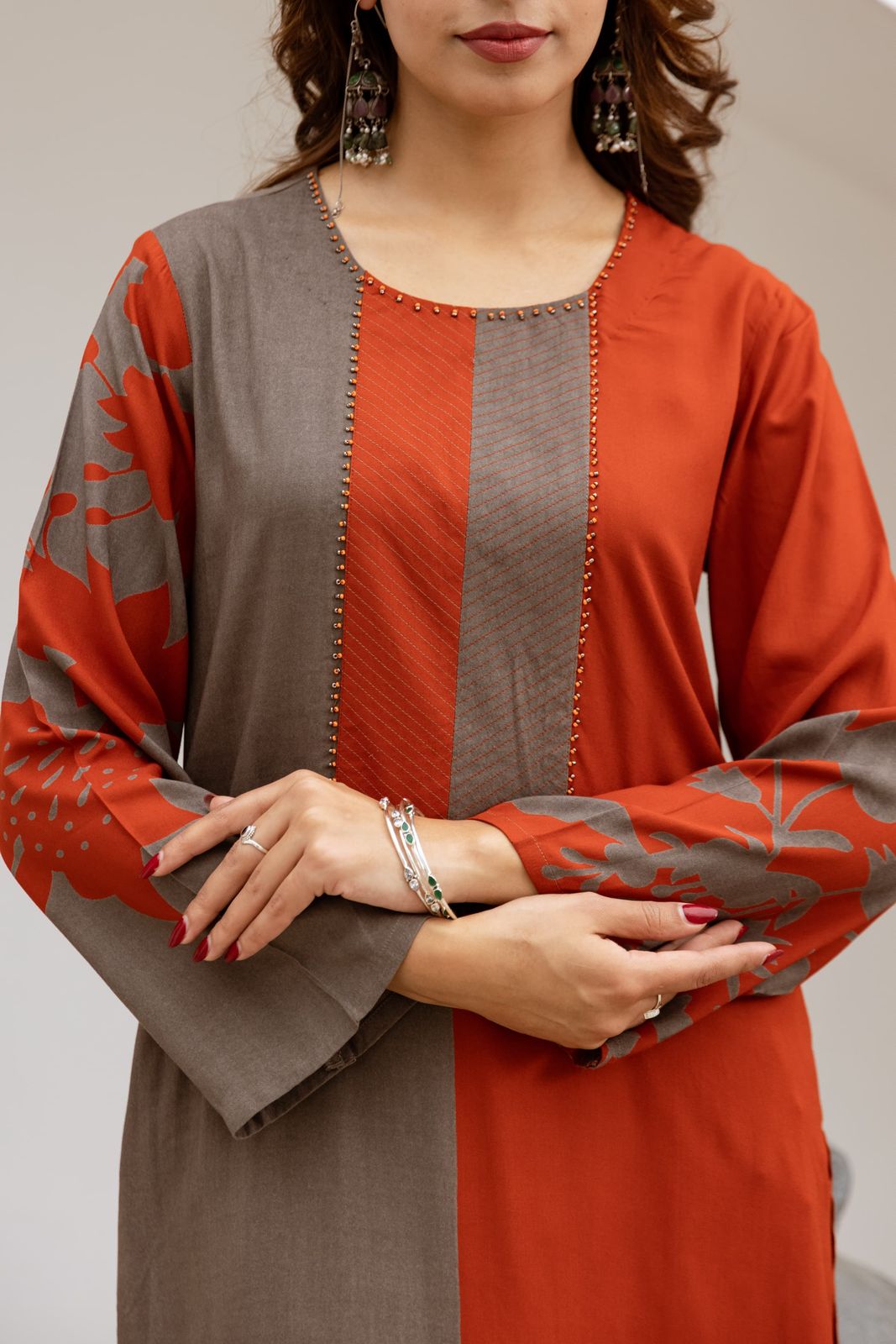 Bakul Brick Printed Kurta Pant Set