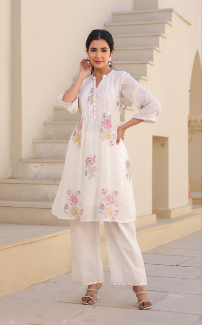 Tridhara Angel embroidery Cotton mul Co-ord Set