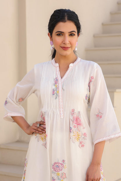 Tridhara Angel embroidery Cotton mul Co-ord Set