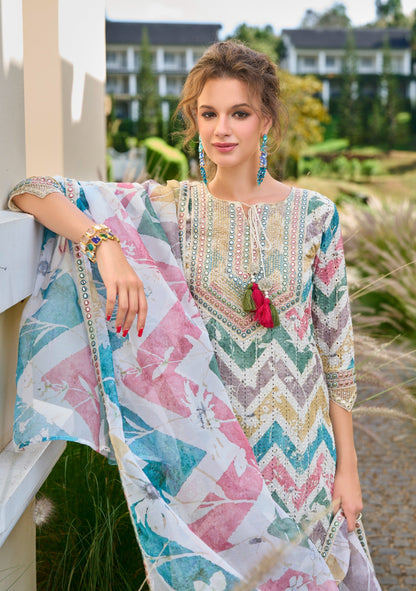 Sargam vibe Shchiffli cotton suit set