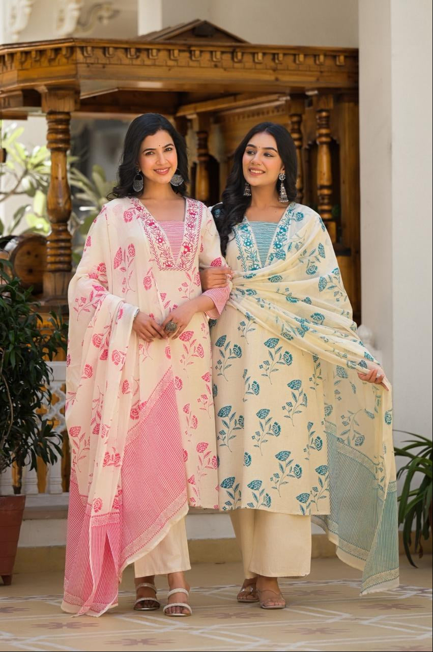 Bhakti Sea Printed Cotton Suit Set